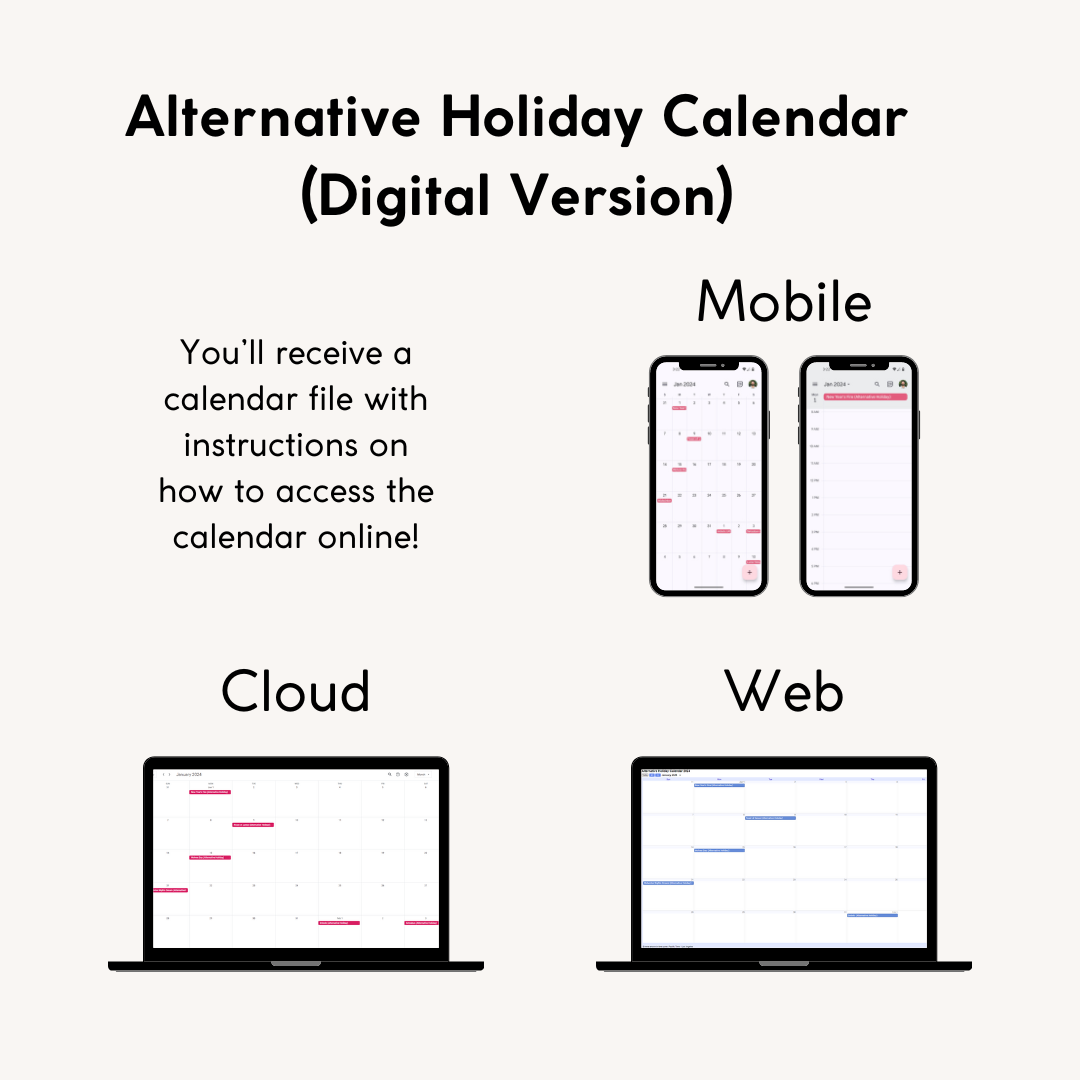 Alternative Holiday Calendar 2024 - Digital (Online) Version